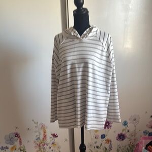 Striped White and Purple/Grey Women's Hoodie W/Pants. XL fit like 16-18.